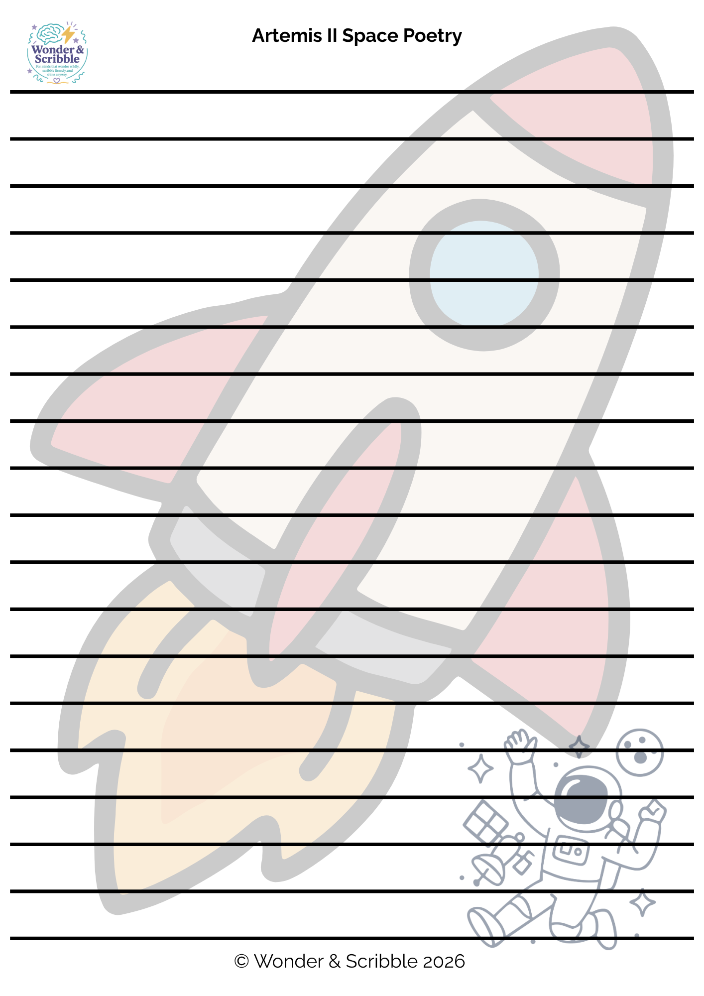 Freebie - Artemis II Spacecraft Poetry Activity -