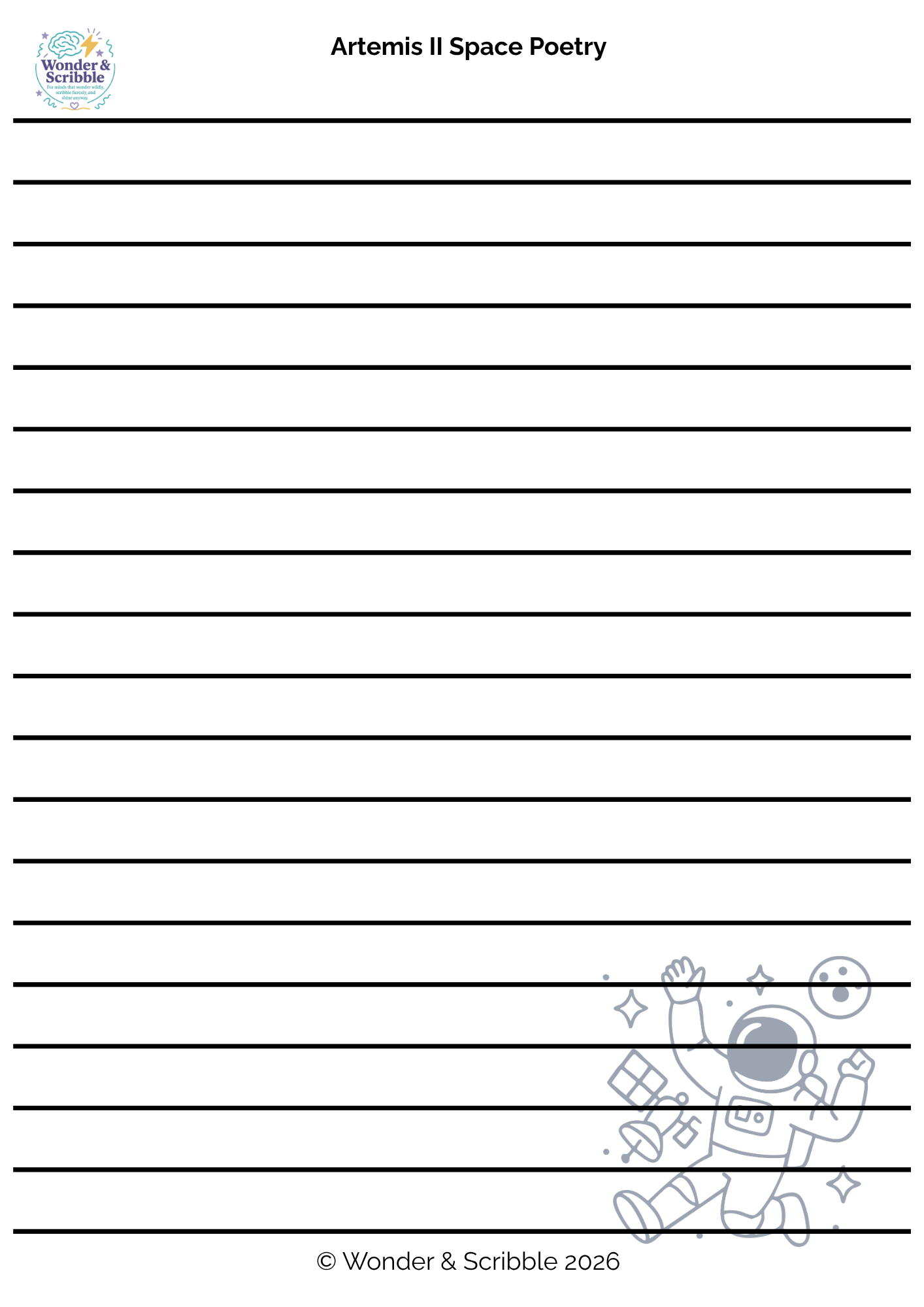 Freebie - Artemis II Spacecraft Poetry Activity -
