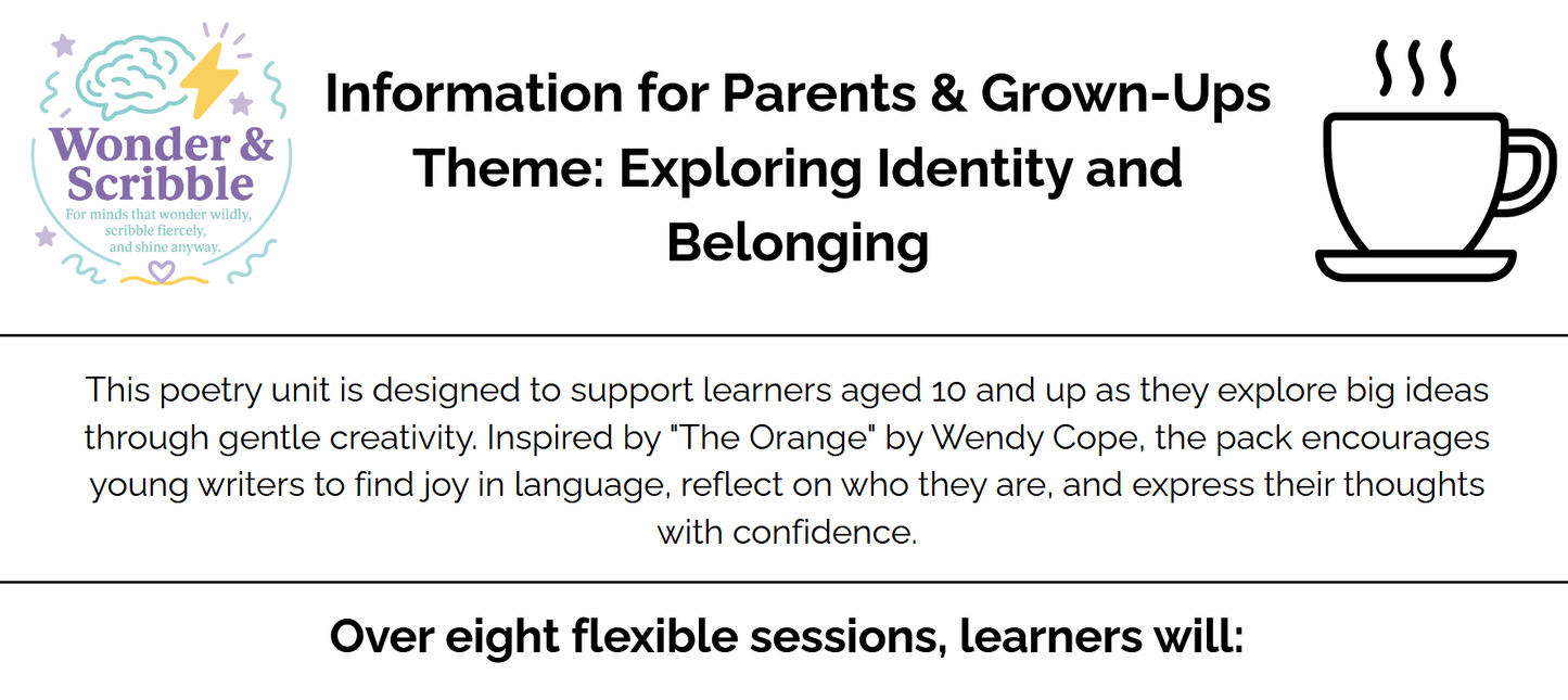 White Pages Version - Poetry & Perspective: Exploring Identity and Belonging (Ages 10+)